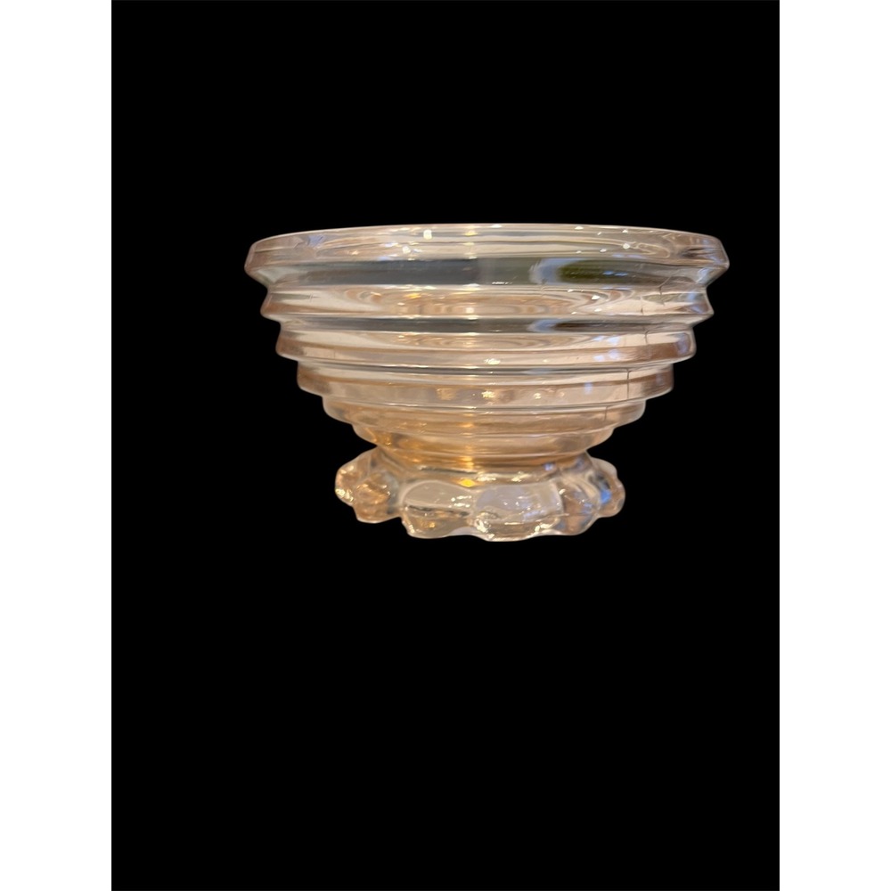 Vintage pink Anchor Hocking Manhattan collection bowl depression glass bubble